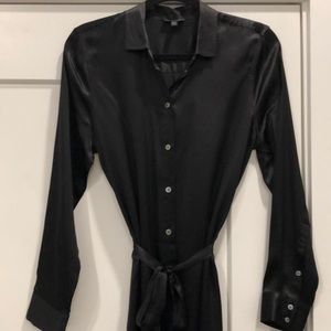 Black silk shirt dress